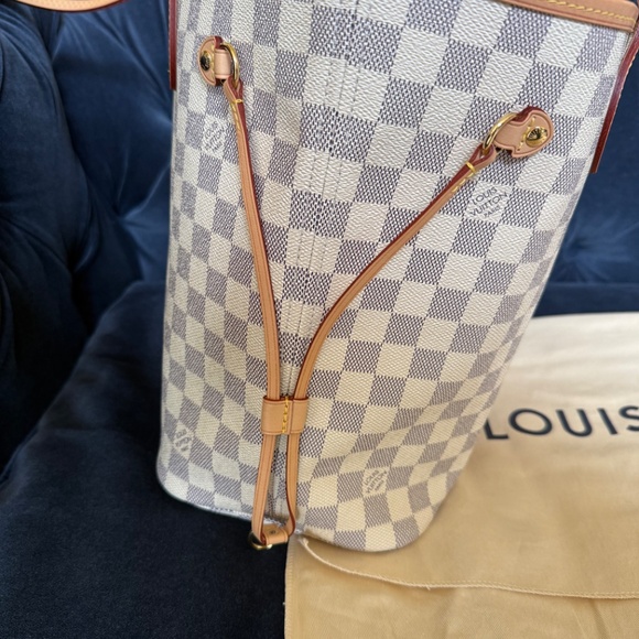 SOLD - Louis Vuitton Neverfull MM Damier Azur Tote Rose Ballerine Pink Lining - Picture 4 of 16